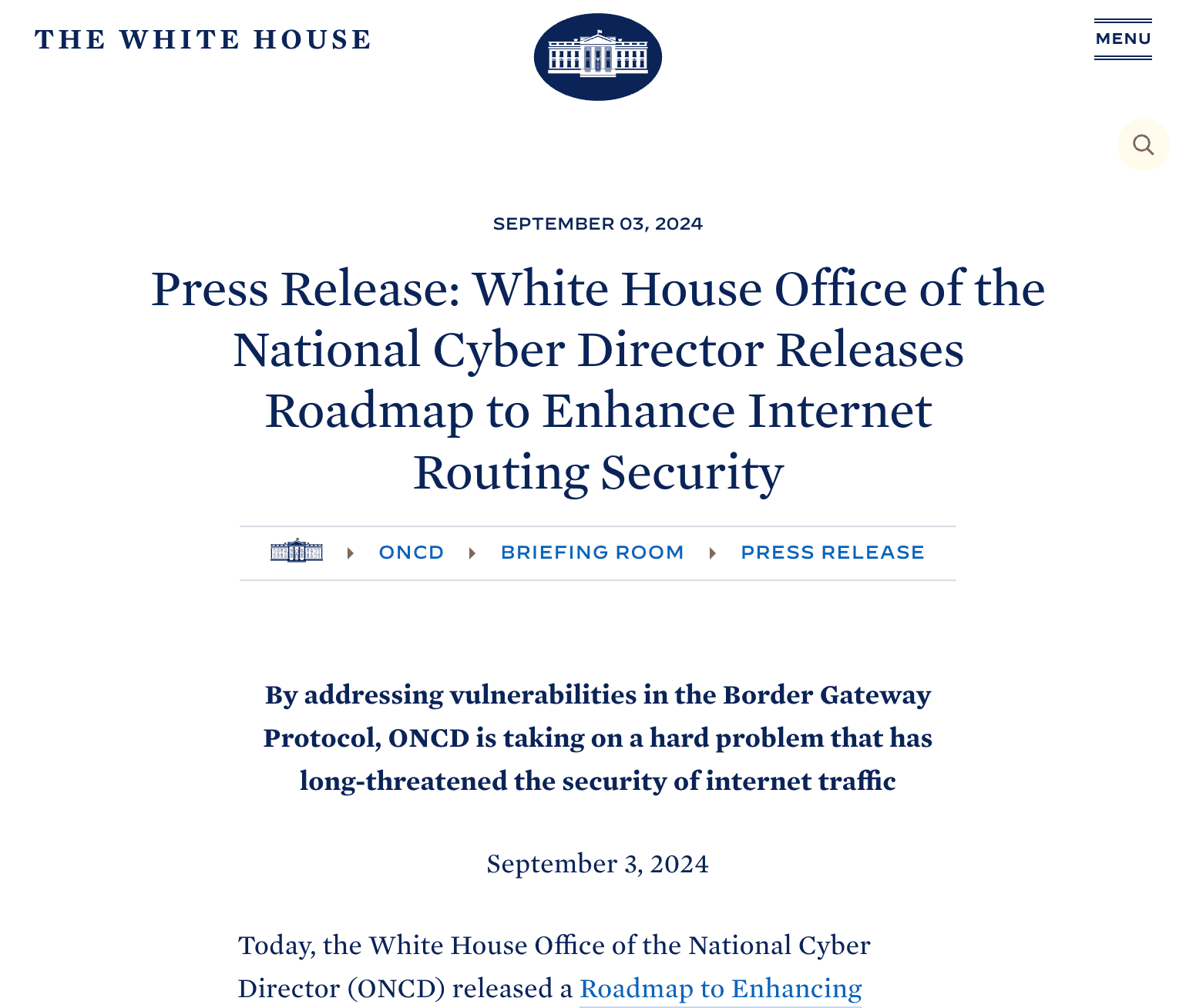 White House Cyber Roadmap